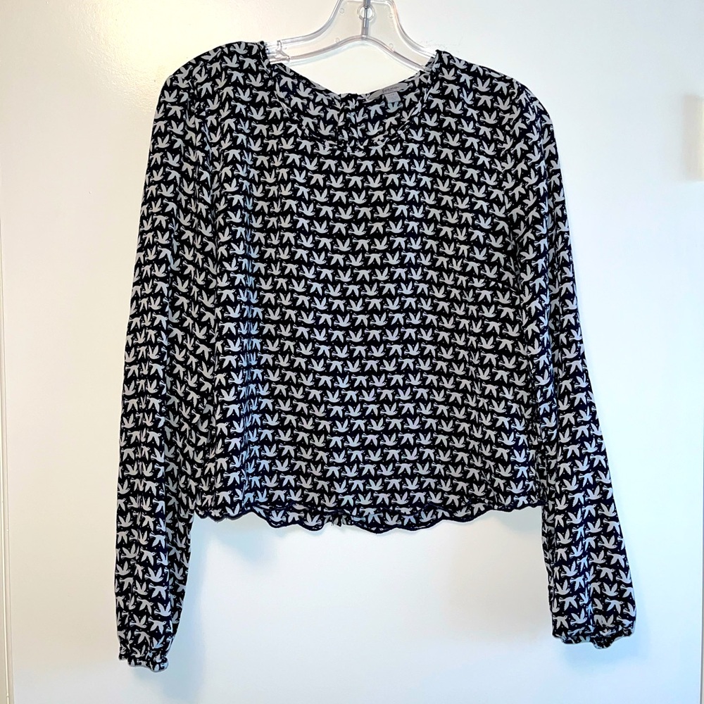 Lorimer NYC Navy Blue and White Dove Blouse